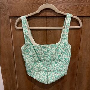 Zara Floral Green Women's Top